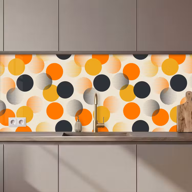 Schienale cucina - Pois - Design - Retro - Arancione — 1