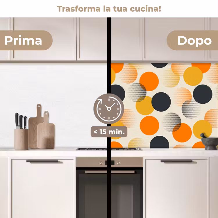 Schienale cucina - Pois - Design - Retro - Arancione — 3
