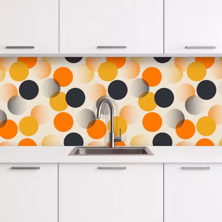Schienale cucina - Pois - Design - Retro - Arancione — 4