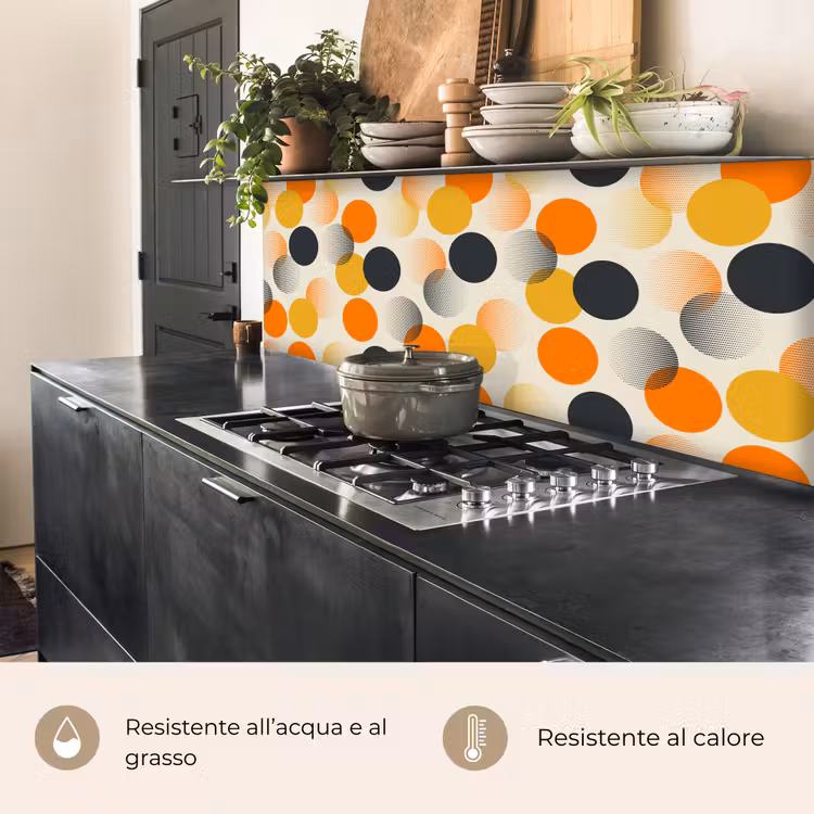 Schienale cucina - Pois - Design - Retro - Arancione — 5