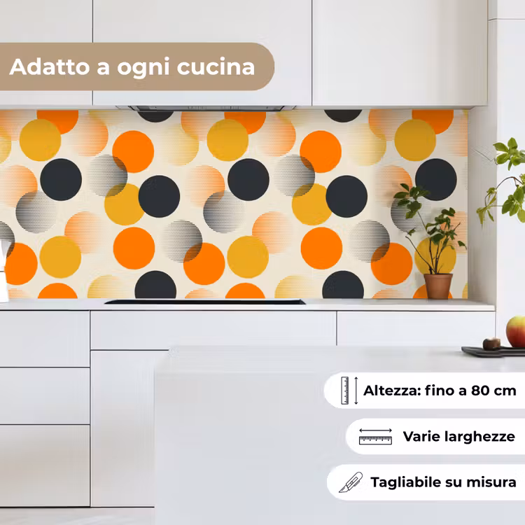Schienale cucina - Pois - Design - Retro - Arancione — 7