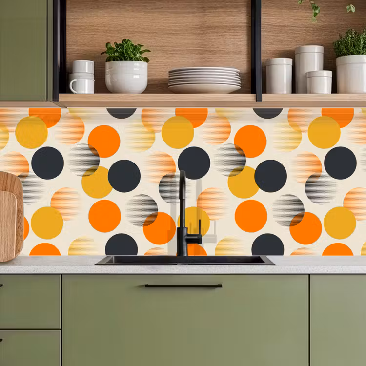 Schienale cucina - Pois - Design - Retro - Arancione — 8