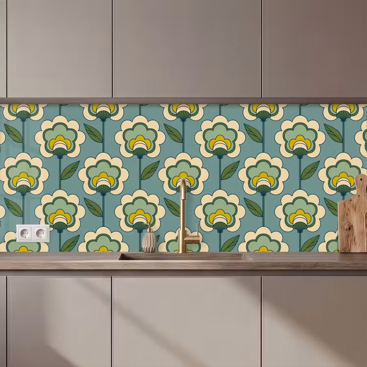 Schienale cucina - Retrò - Design - Anni '70 - Fiore — 1