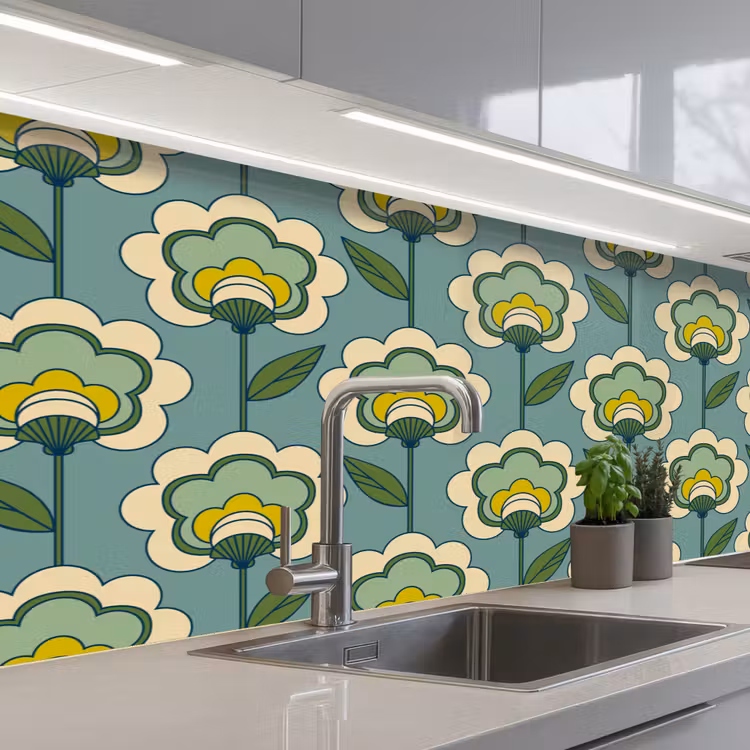 Schienale cucina - Retrò - Design - Anni '70 - Fiore — 2