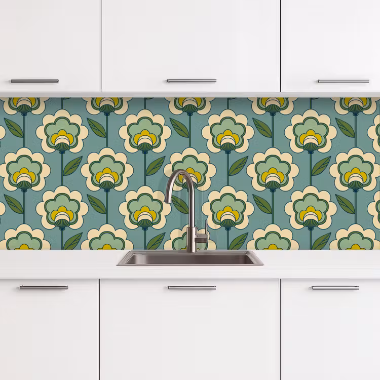 Schienale cucina - Retrò - Design - Anni '70 - Fiore — 4