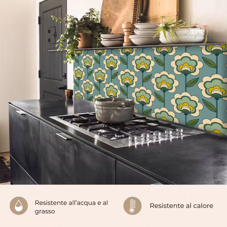 Schienale cucina - Retrò - Design - Anni '70 - Fiore — 5
