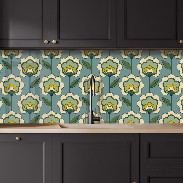 Schienale cucina - Retrò - Design - Anni '70 - Fiore — 6