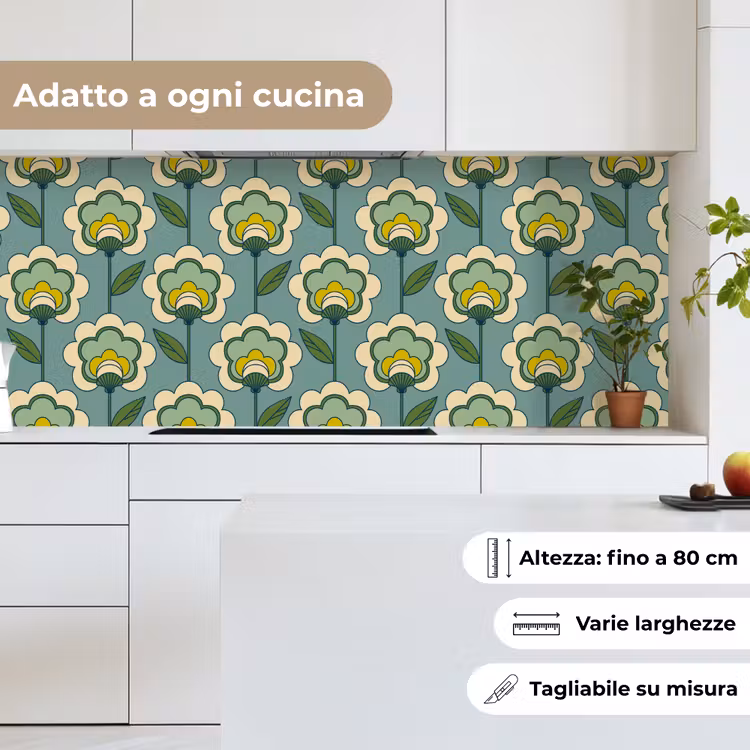 Schienale cucina - Retrò - Design - Anni '70 - Fiore — 7