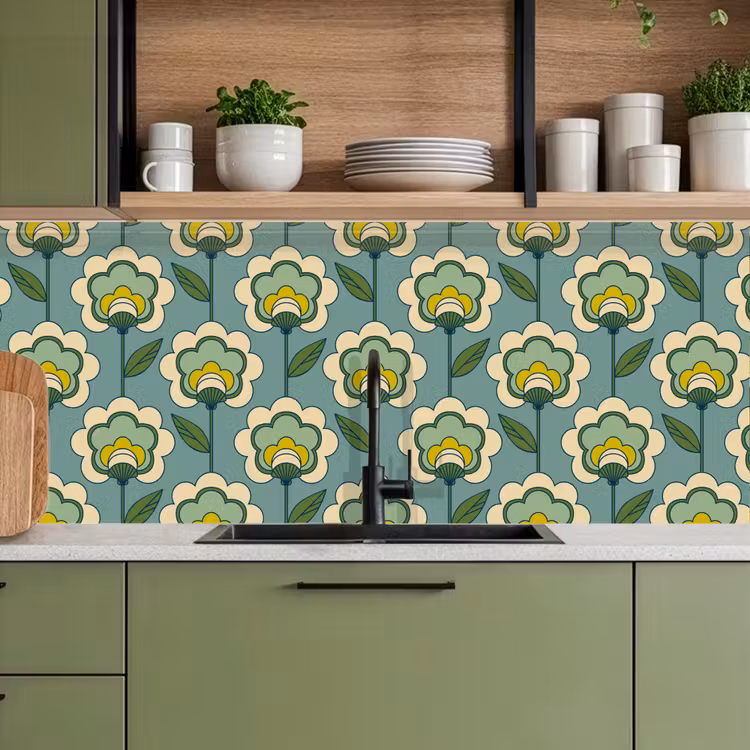 Schienale cucina - Retrò - Design - Anni '70 - Fiore — 8
