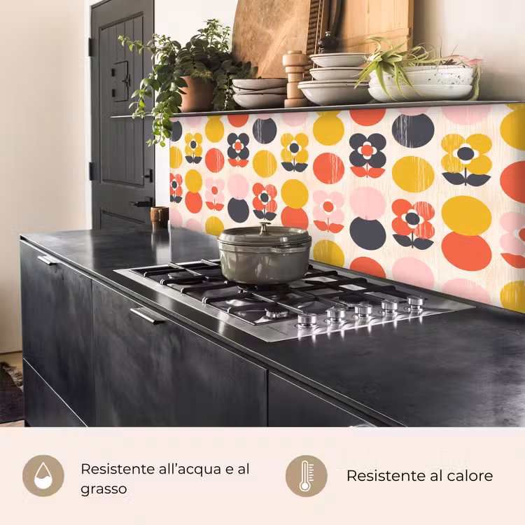 Schienale cucina - Retrò - Design - Fiori - Pastello — 5