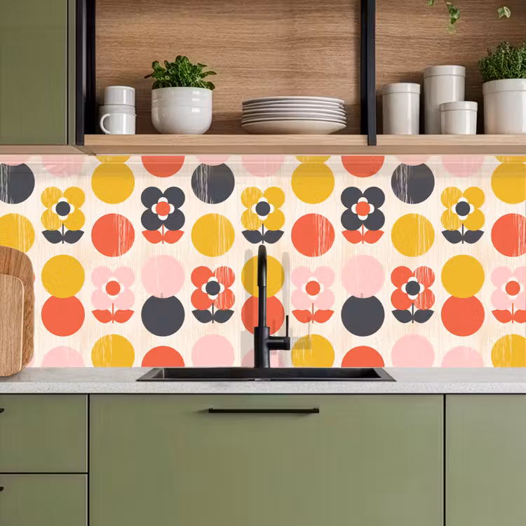Schienale cucina - Retrò - Design - Fiori - Pastello — 8