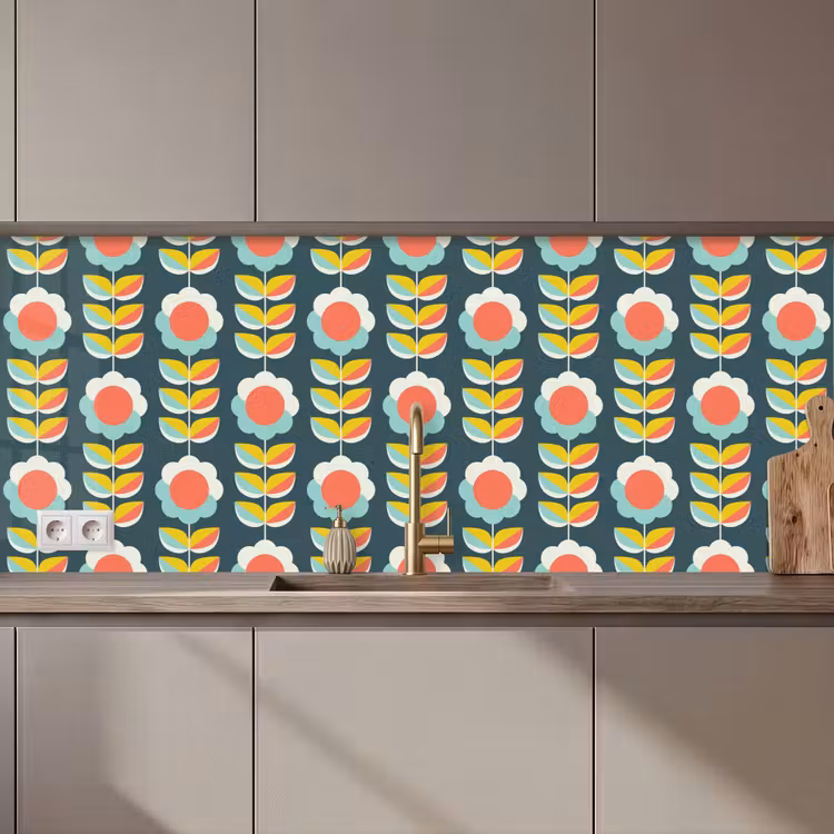 Schienale cucina - Retrò - Fiori - Scandinavo — 1