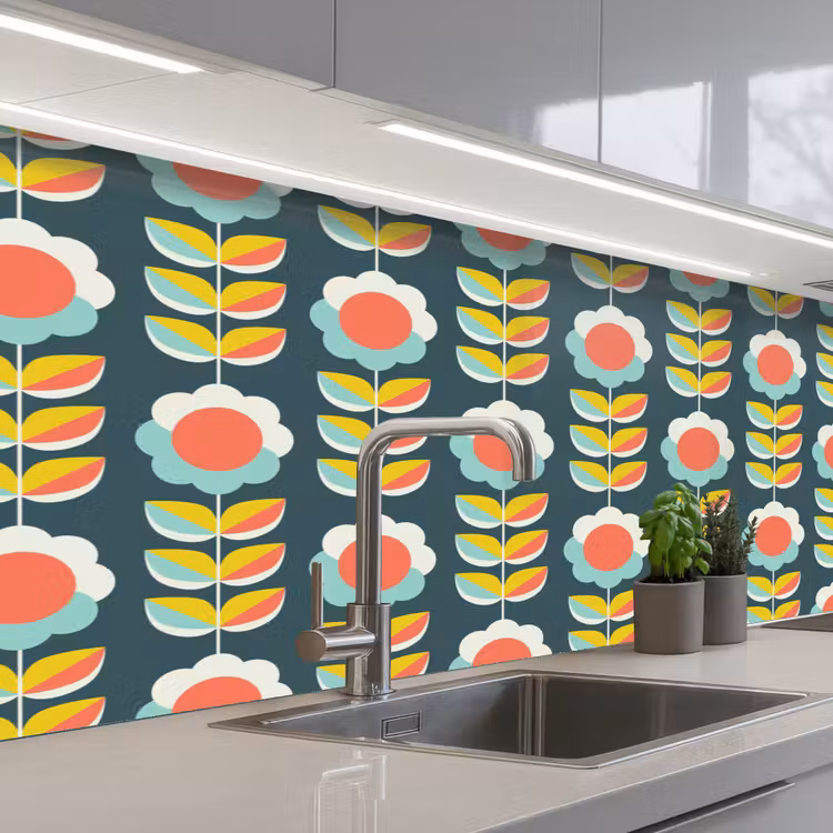 Schienale cucina - Retrò - Fiori - Scandinavo — 2
