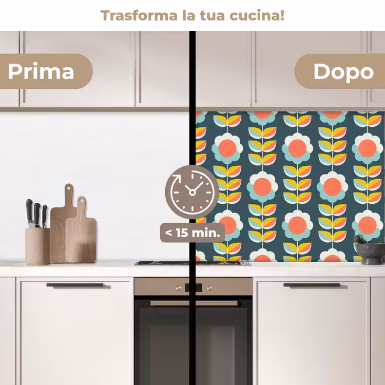 Schienale cucina - Retrò - Fiori - Scandinavo — 3