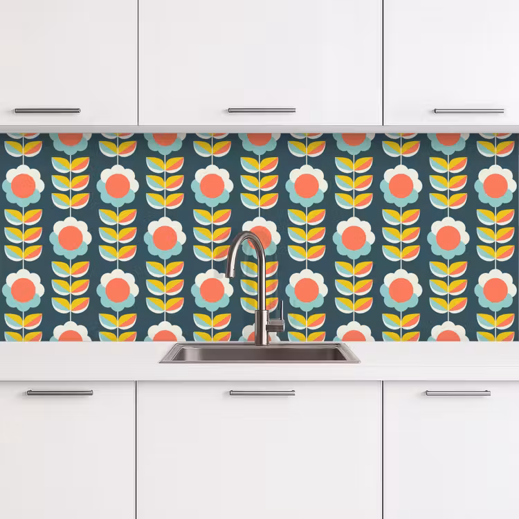 Schienale cucina - Retrò - Fiori - Scandinavo — 4