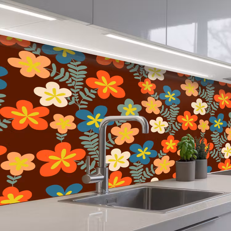 Schienale cucina - Retrò - Motivi - Fiori - Anni '70 — 2