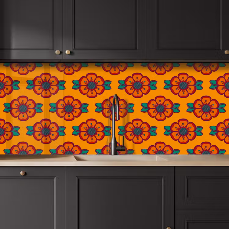 Schienale cucina - Design - Retro - Rose - Arancione — 6