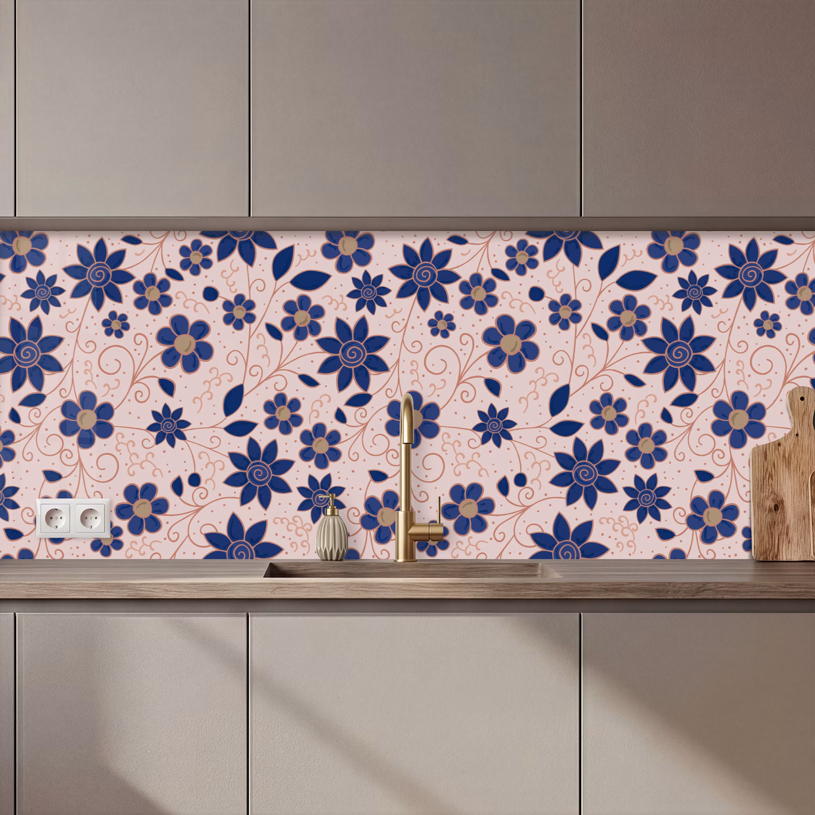 Schienale cucina - Fiori - Blu - Giappone - Modelli — 1