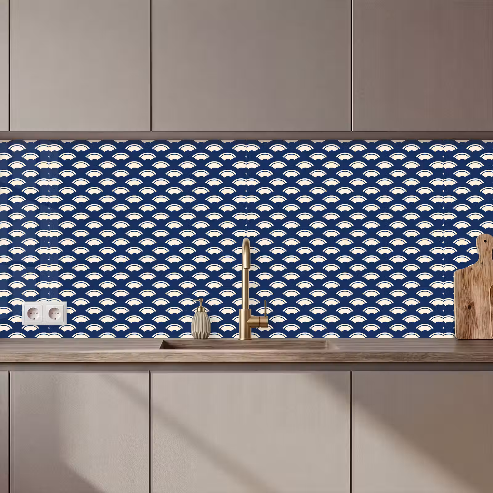 Schienale cucina - Giapponese - Blu - Bianco - Motivi — 1