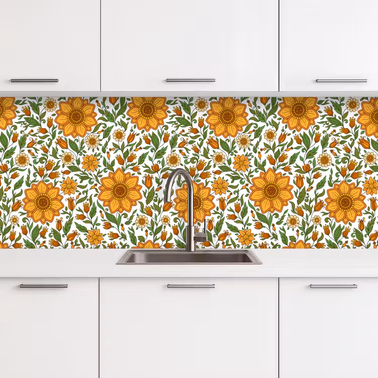 Schienale cucina - Fiori - Arancione - Design — 4