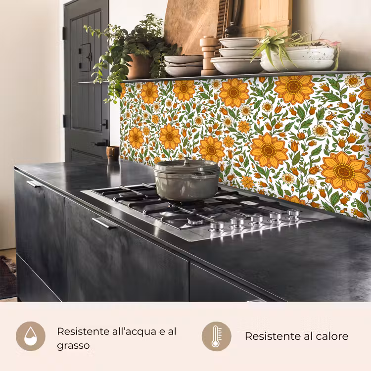 Schienale cucina - Fiori - Arancione - Design — 5