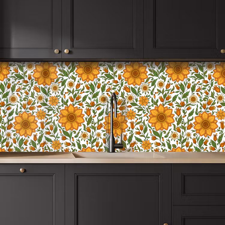 Schienale cucina - Fiori - Arancione - Design — 6
