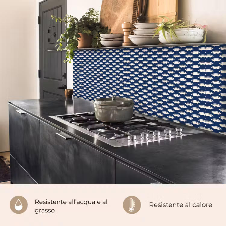 Schienale cucina - Giapponese - Blu - Bianco - Motivi — 5