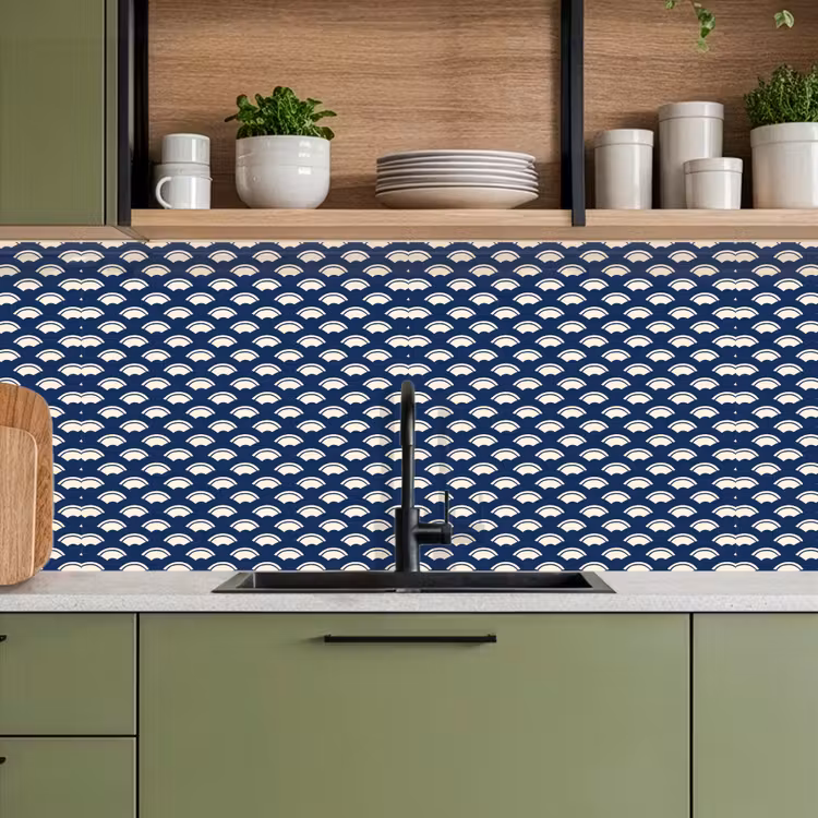 Schienale cucina - Giapponese - Blu - Bianco - Motivi — 8