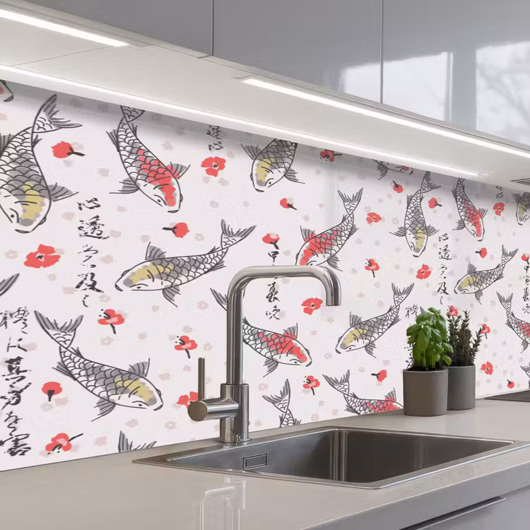 Schienale cucina - Pesci - Koi - Fiori - Modelli — 2