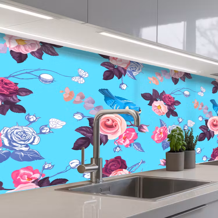 Schienale cucina - Uccelli - Fiori - Modelli — 2
