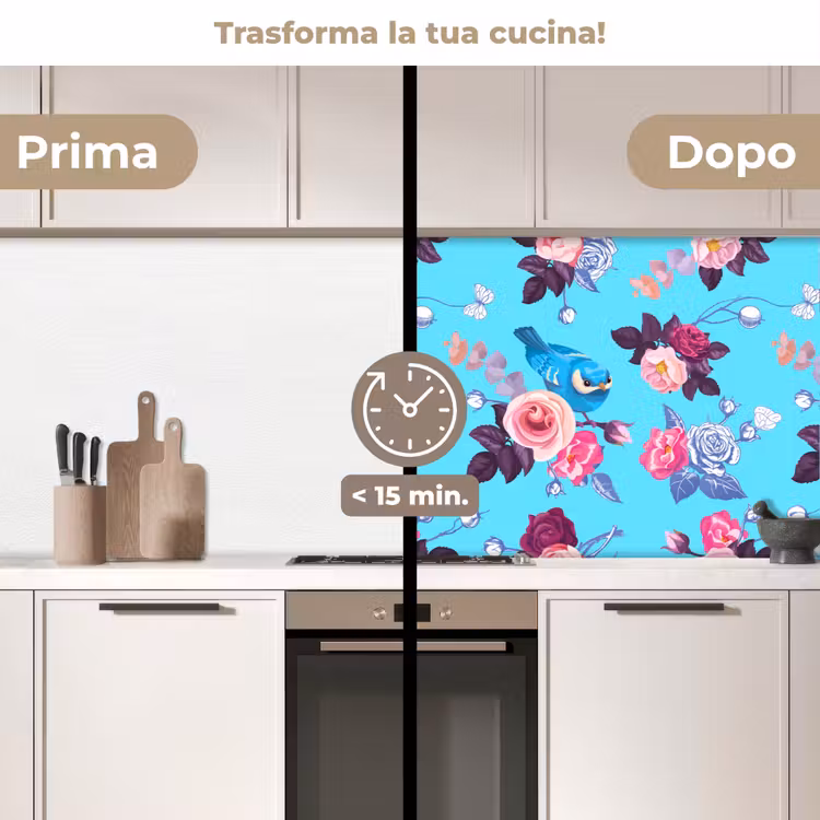 Schienale cucina - Uccelli - Fiori - Modelli — 3