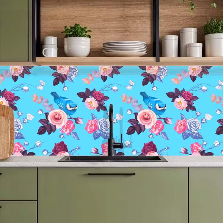 Schienale cucina - Uccelli - Fiori - Modelli — 8