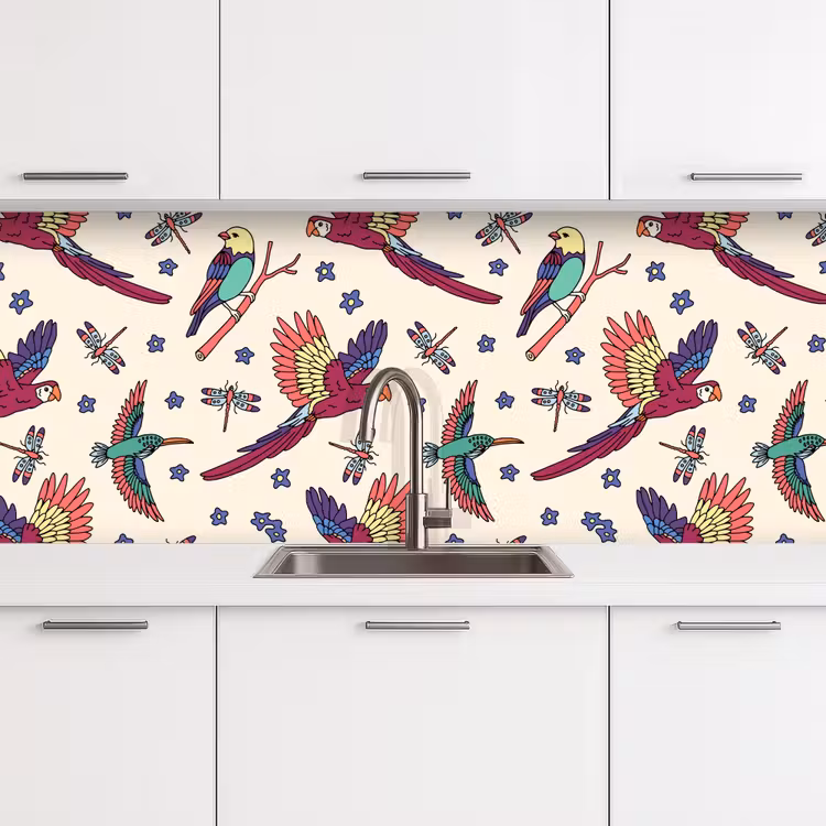 Schienale cucina - Modelli - Vintage - Uccelli — 4