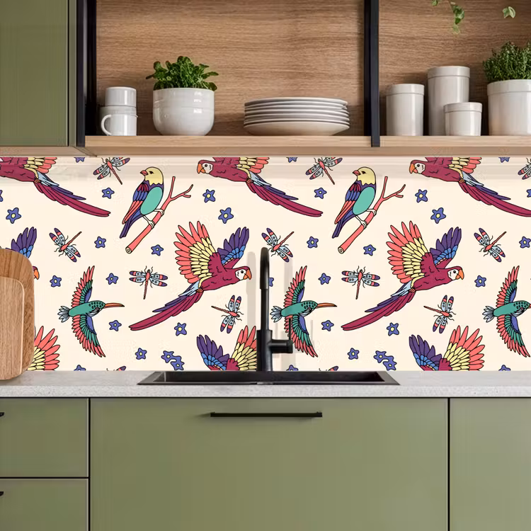 Schienale cucina - Modelli - Vintage - Uccelli — 8
