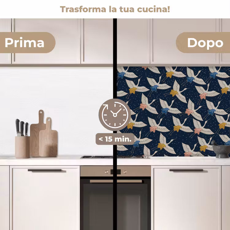 Schienale cucina - Uccelli - Notte - Giappone - Modelli — 3