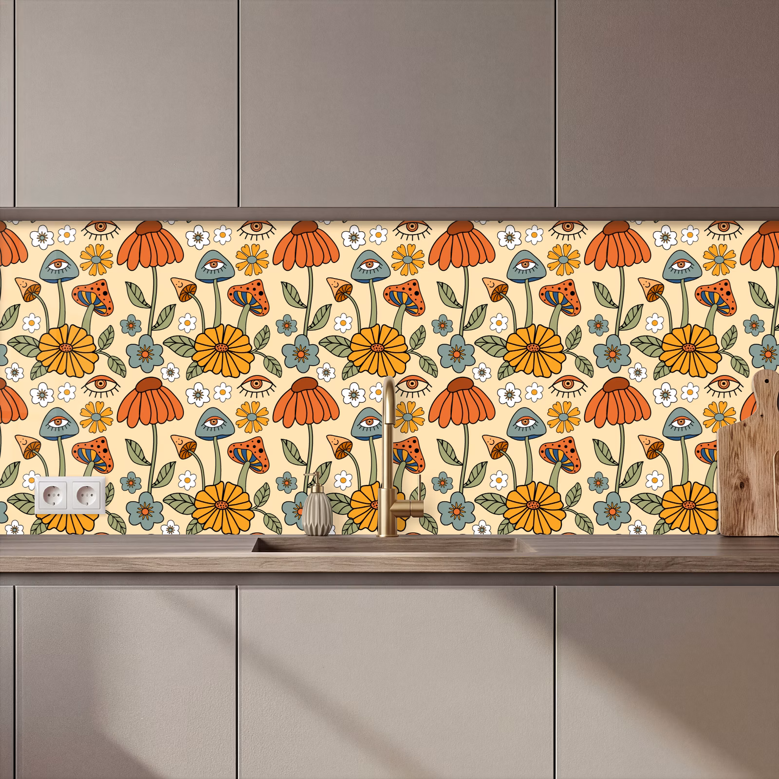 Schienale cucina - Modelli - Vintage - Fiori - Occhi — 1