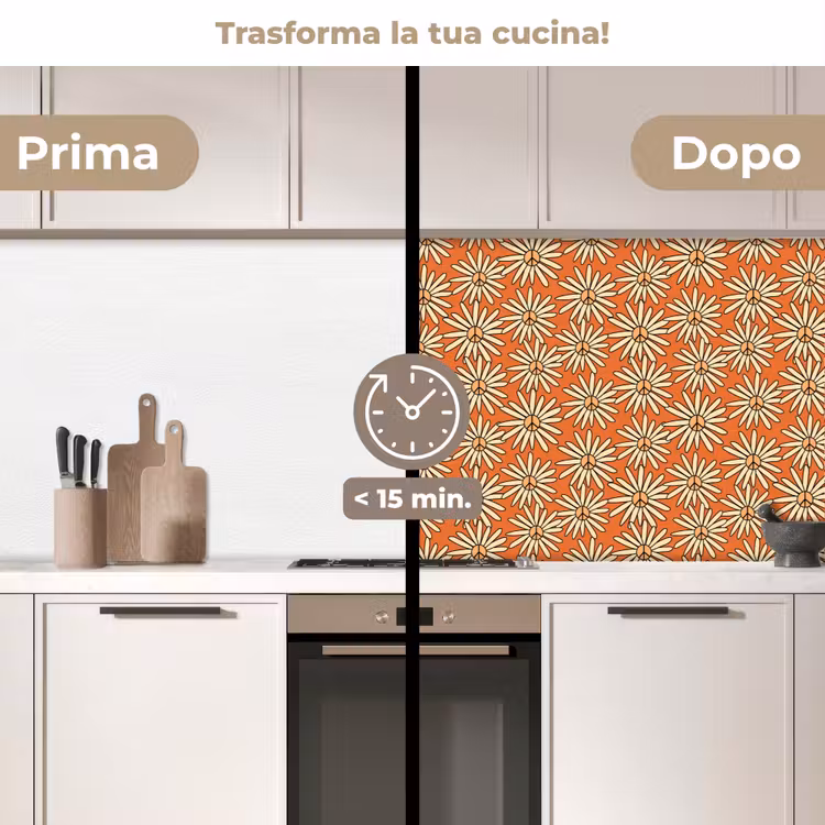 Schienale cucina - Modelli - Vintage - Fiore - Arancione — 3