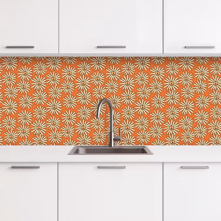 Schienale cucina - Modelli - Vintage - Fiore - Arancione — 4