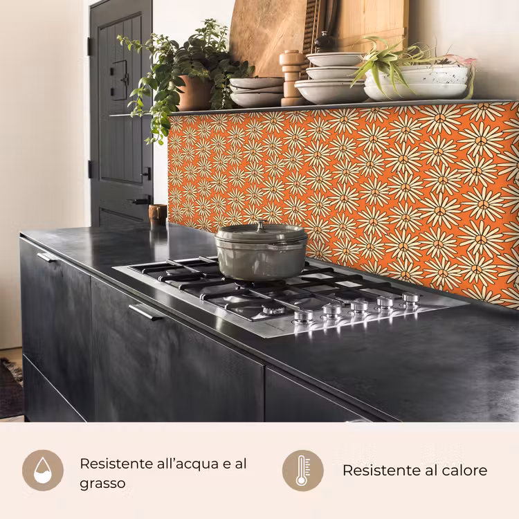 Schienale cucina - Modelli - Vintage - Fiore - Arancione — 5