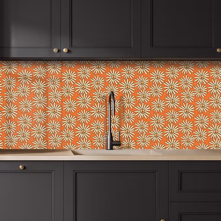 Schienale cucina - Modelli - Vintage - Fiore - Arancione — 6