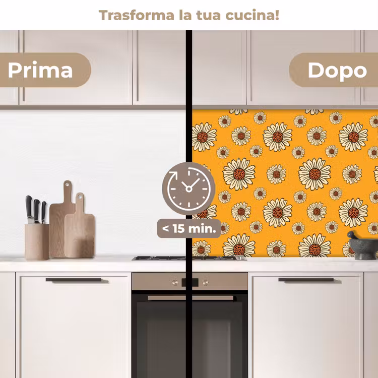 Schienale cucina - Modelli - Vintage - Fiori - Giallo — 3