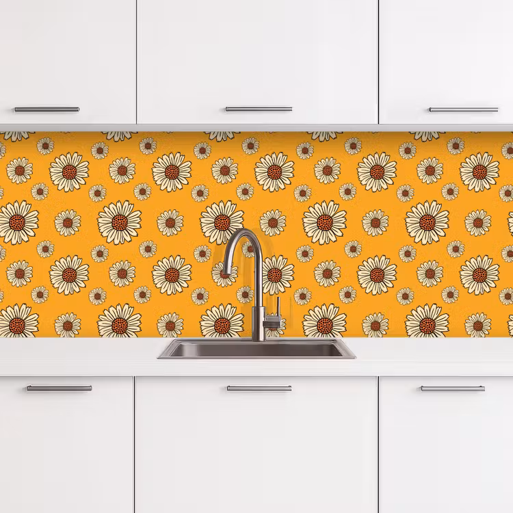 Schienale cucina - Modelli - Vintage - Fiori - Giallo — 4