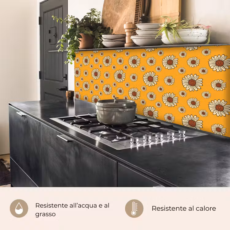 Schienale cucina - Modelli - Vintage - Fiori - Giallo — 5