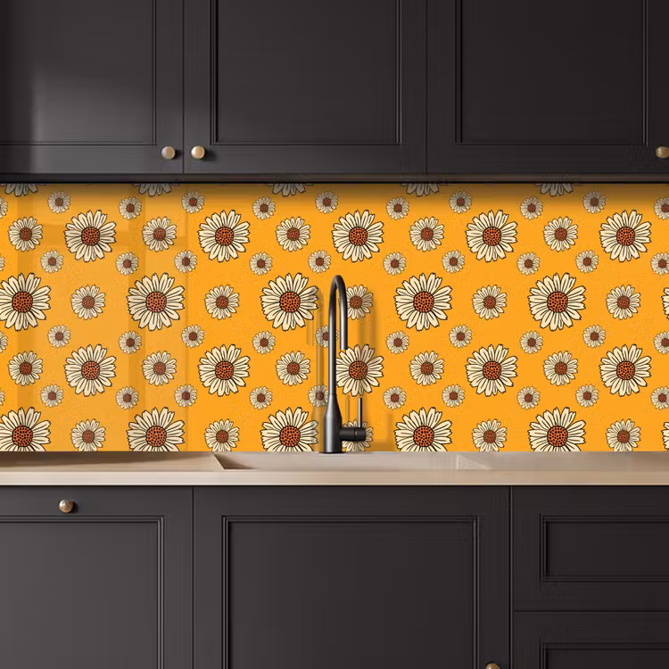 Schienale cucina - Modelli - Vintage - Fiori - Giallo — 6
