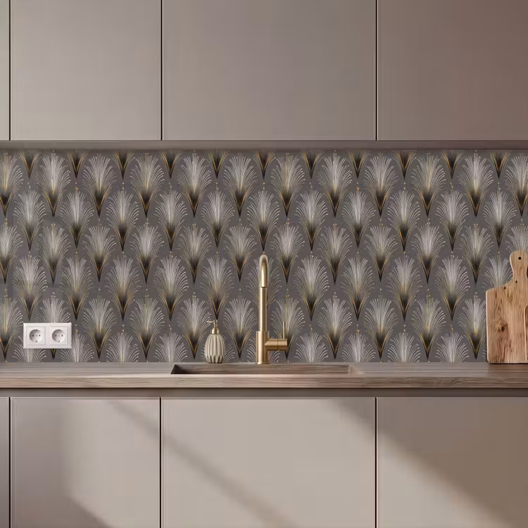 Schienale cucina - Travi a ventaglio - Oro - Antracite — 1