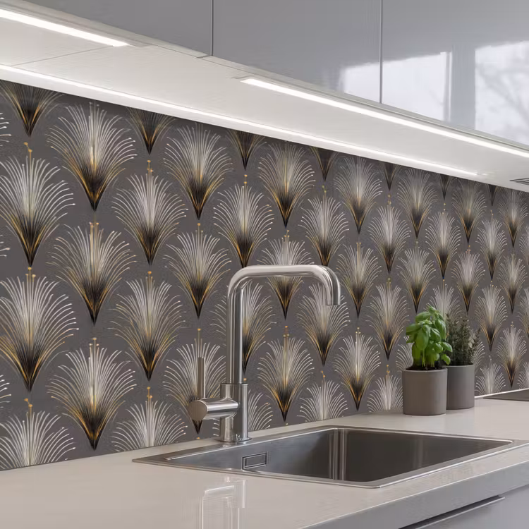 Schienale cucina - Travi a ventaglio - Oro - Antracite — 2