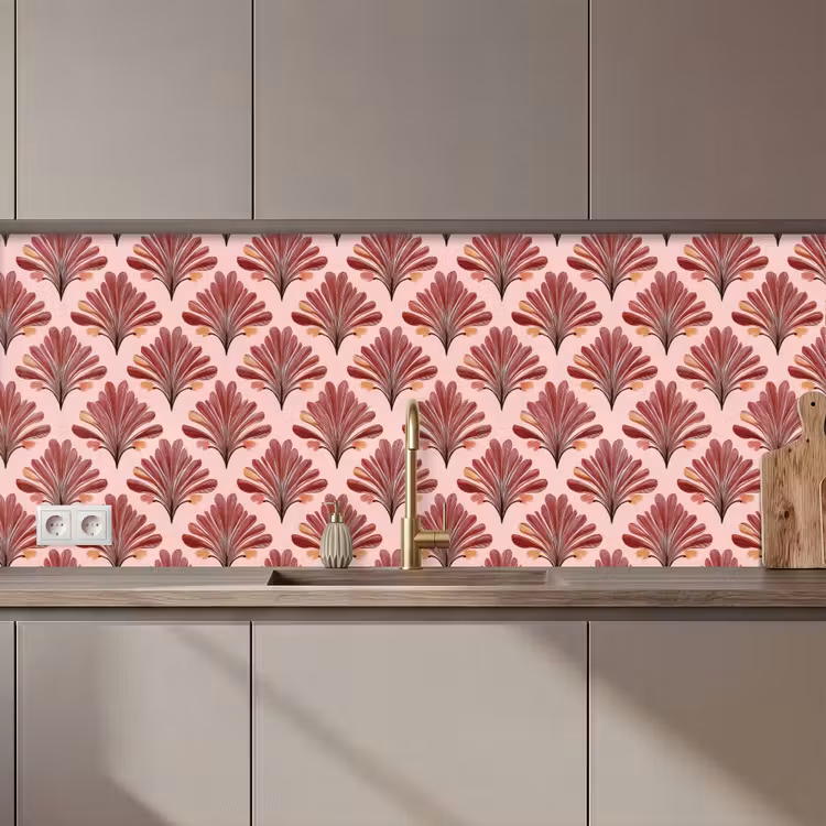 Schienale cucina - Ventaglio - Rosa - Rosso — 1