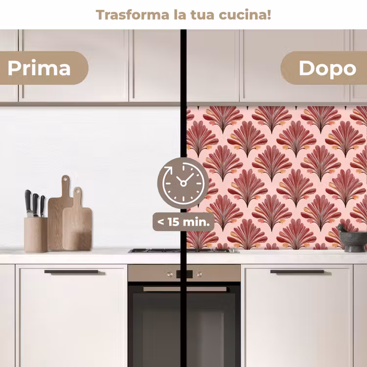 Schienale cucina - Ventaglio - Rosa - Rosso — 3