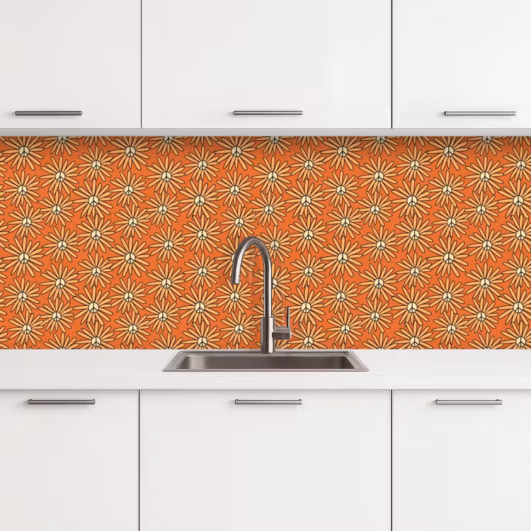Schienale cucina - Vintage - Modelli - Fiori - Arancione — 4