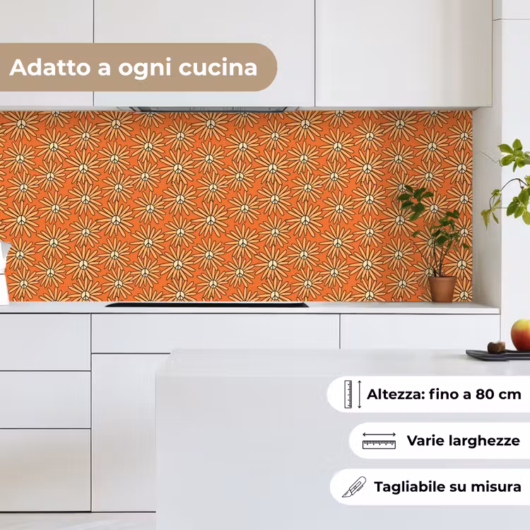 Schienale cucina - Vintage - Modelli - Fiori - Arancione — 7